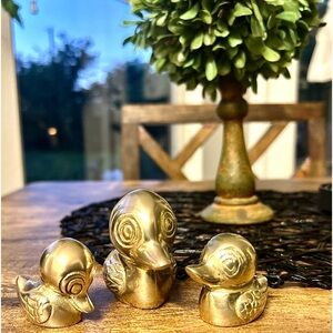 3 Antique Brass Ducks *HEAVY*